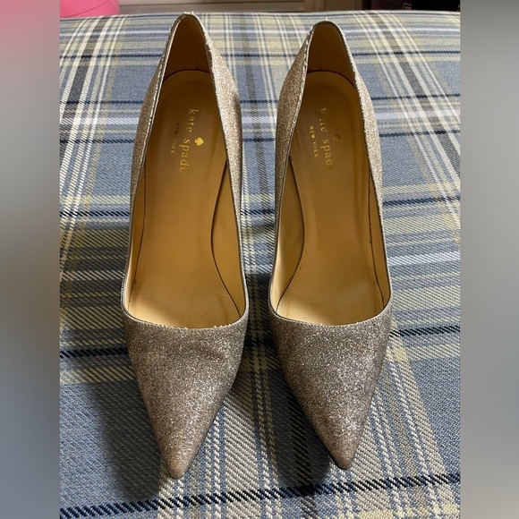 Kate Spade Patent Glitter Silver Pumps - Picture 2 of 10